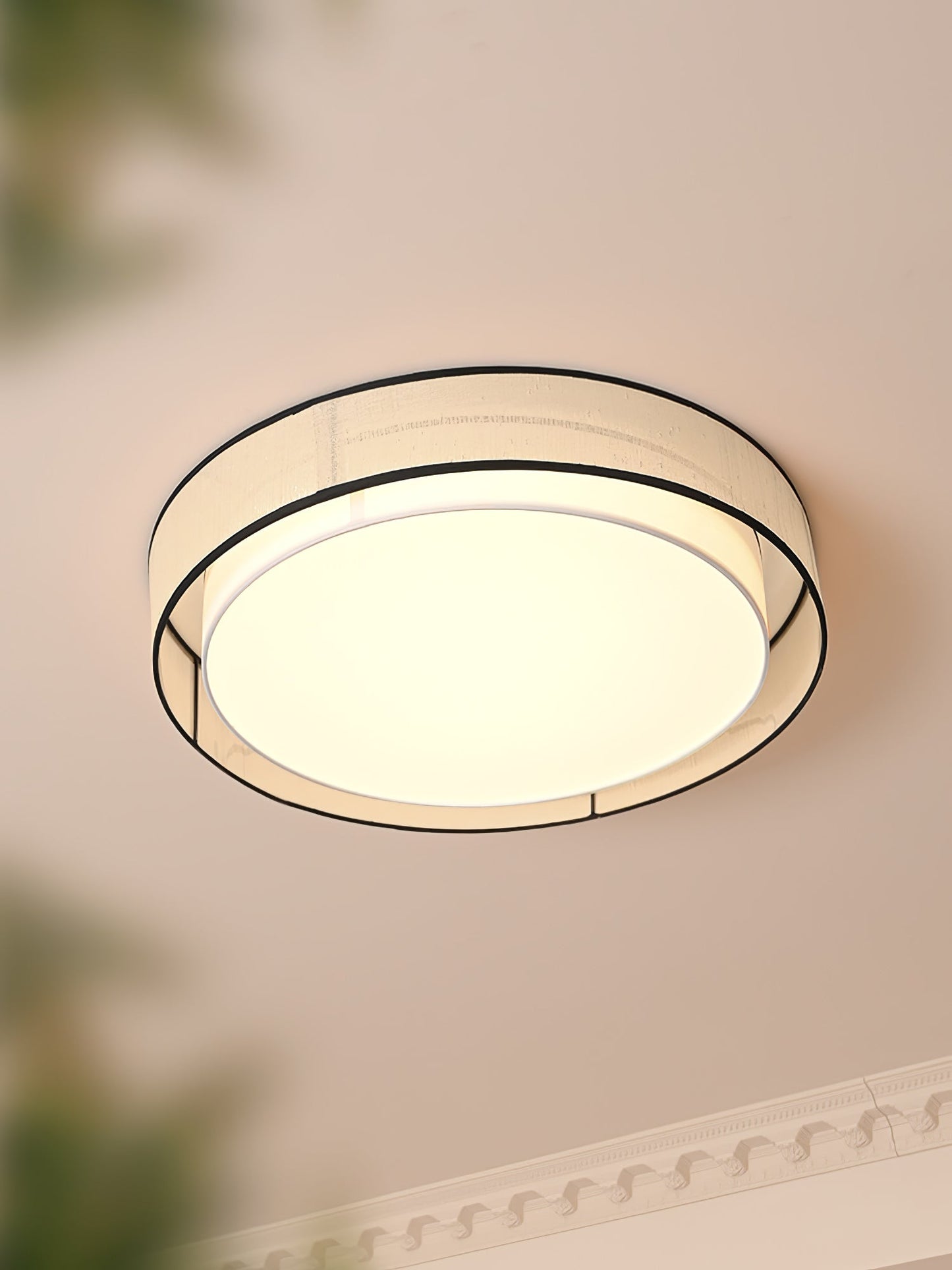 Drum Round Ceiling Lamp | Fabric Linen | Beige/Black/White