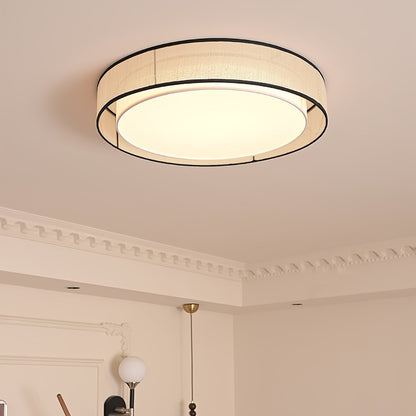 Drum Round Ceiling Lamp | Fabric Linen | Beige/Black/White