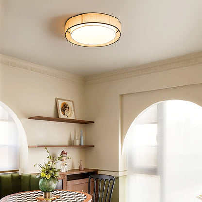 Drum Round Ceiling Lamp | Fabric Linen | Beige/Black/White