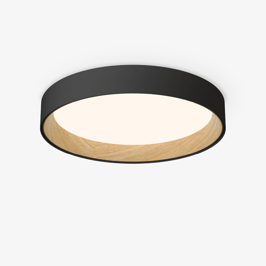 Duo Round Ceiling Lamp | Water Transfer Wood Grain & Aluminum | Black, White or Wood Grain