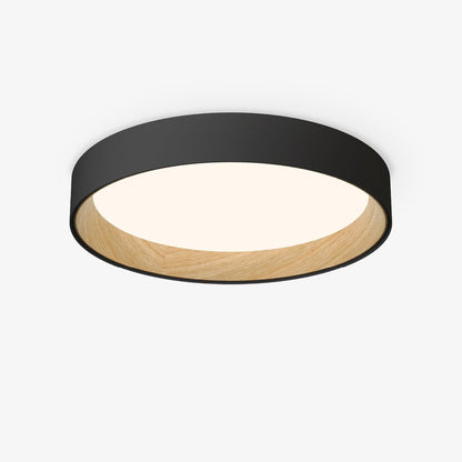 Duo Round Ceiling Lamp | Water Transfer Wood Grain & Aluminum | Black, White or Wood Grain