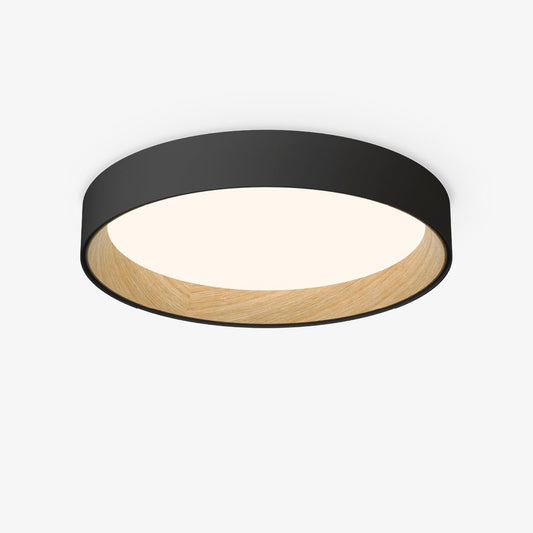 Duo Round Ceiling Lamp | Water Transfer Wood Grain & Aluminum | Black, White or Wood Grain