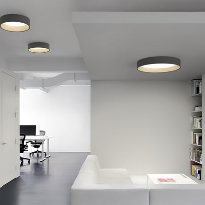 Duo Round Ceiling Lamp | Water Transfer Wood Grain & Aluminum | Black, White or Wood Grain