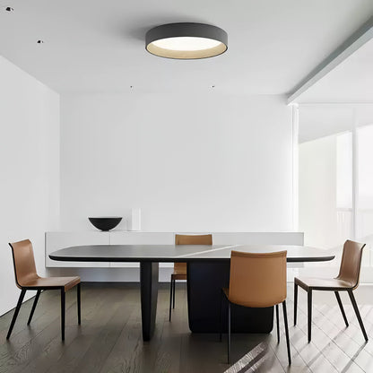 Duo Round Ceiling Lamp | Water Transfer Wood Grain & Aluminum | Black, White or Wood Grain