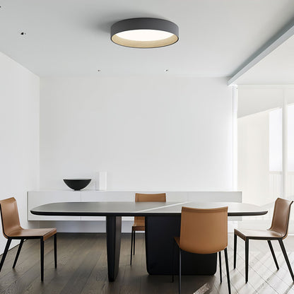 Duo Round Ceiling Lamp | Water Transfer Wood Grain & Aluminum | Black, White or Wood Grain