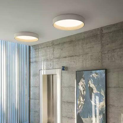 Duo Round Ceiling Lamp | Water Transfer Wood Grain & Aluminum | Black, White or Wood Grain