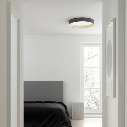 Duo Round Ceiling Lamp | Water Transfer Wood Grain & Aluminum | Black, White or Wood Grain