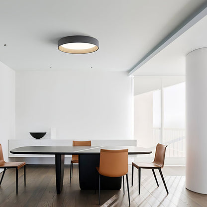 Duo Round Ceiling Lamp | Water Transfer Wood Grain & Aluminum | Black, White or Wood Grain