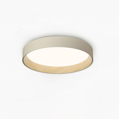 Duo Round Ceiling Lamp | Water Transfer Wood Grain & Aluminum | Black, White or Wood Grain