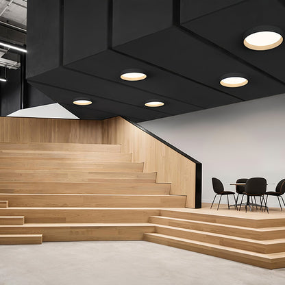 Duo Round Ceiling Lamp | Water Transfer Wood Grain & Aluminum | Black, White or Wood Grain