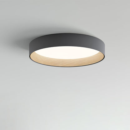 Duo Round Ceiling Lamp | Water Transfer Wood Grain & Aluminum | Black, White or Wood Grain