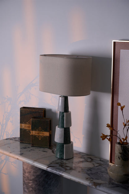 Duomo Marble Table Lamp | Marble & Fabric | Green & White