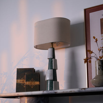 Duomo Marble Table Lamp | Marble & Fabric | Green & White