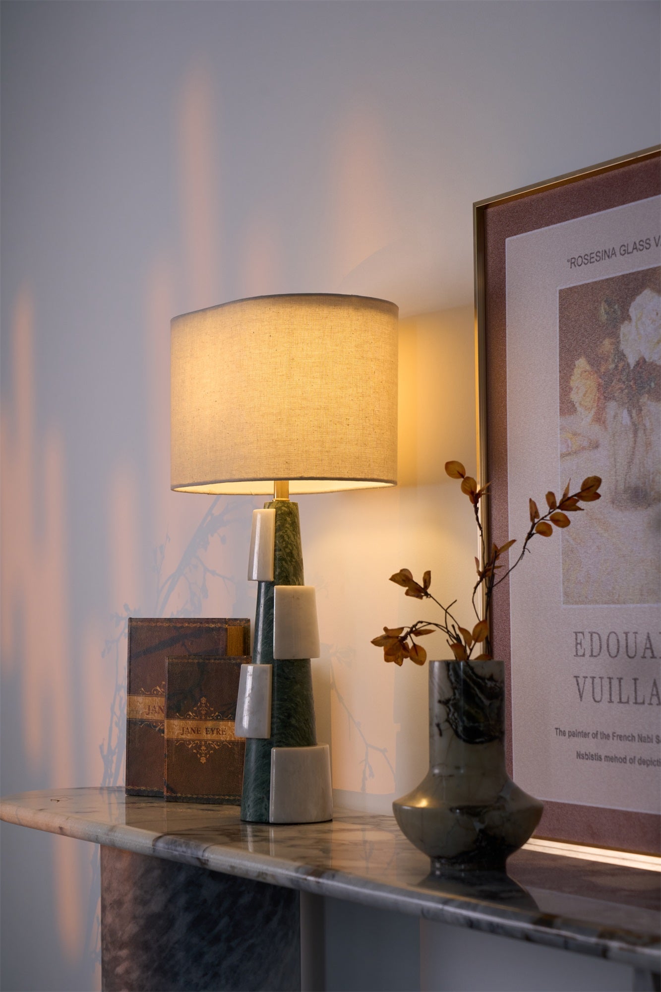 Duomo Marble Table Lamp | Marble & Fabric | Green & White