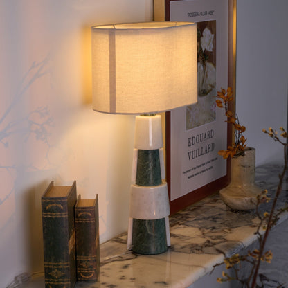 Duomo Marble Table Lamp | Marble & Fabric | Green & White