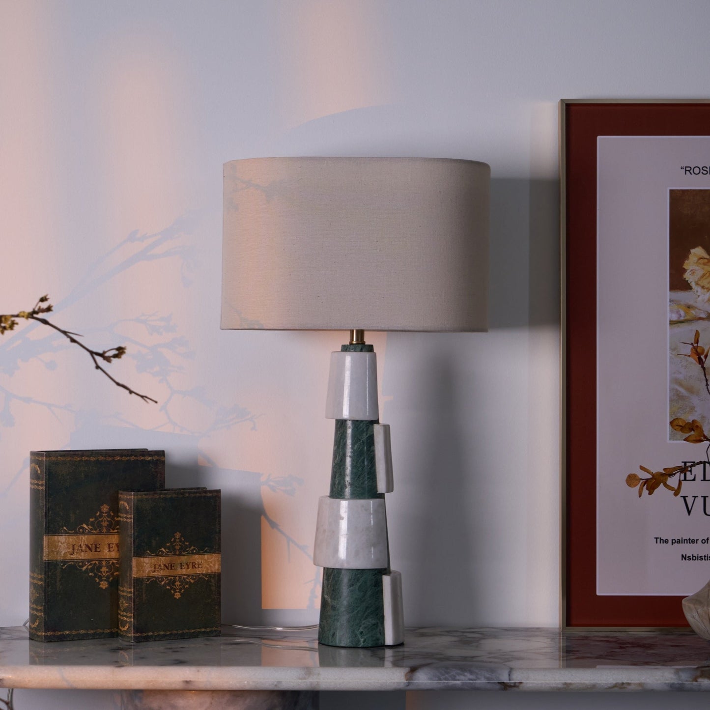Duomo Marble Table Lamp | Marble & Fabric | Green & White