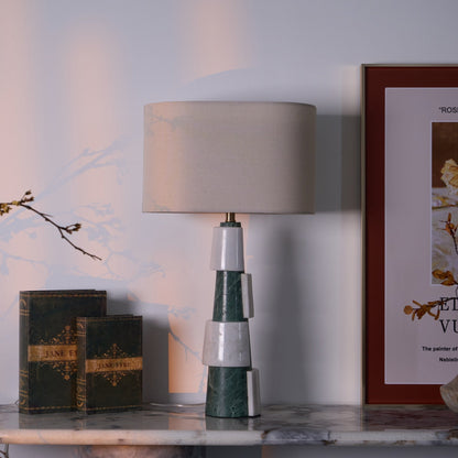 Duomo Marble Table Lamp | Marble & Fabric | Green & White