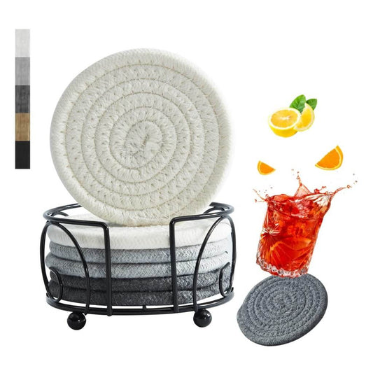 Cotton Rope Coasters | Eco-Friendly & Absorbent | Set of 6 (White)
