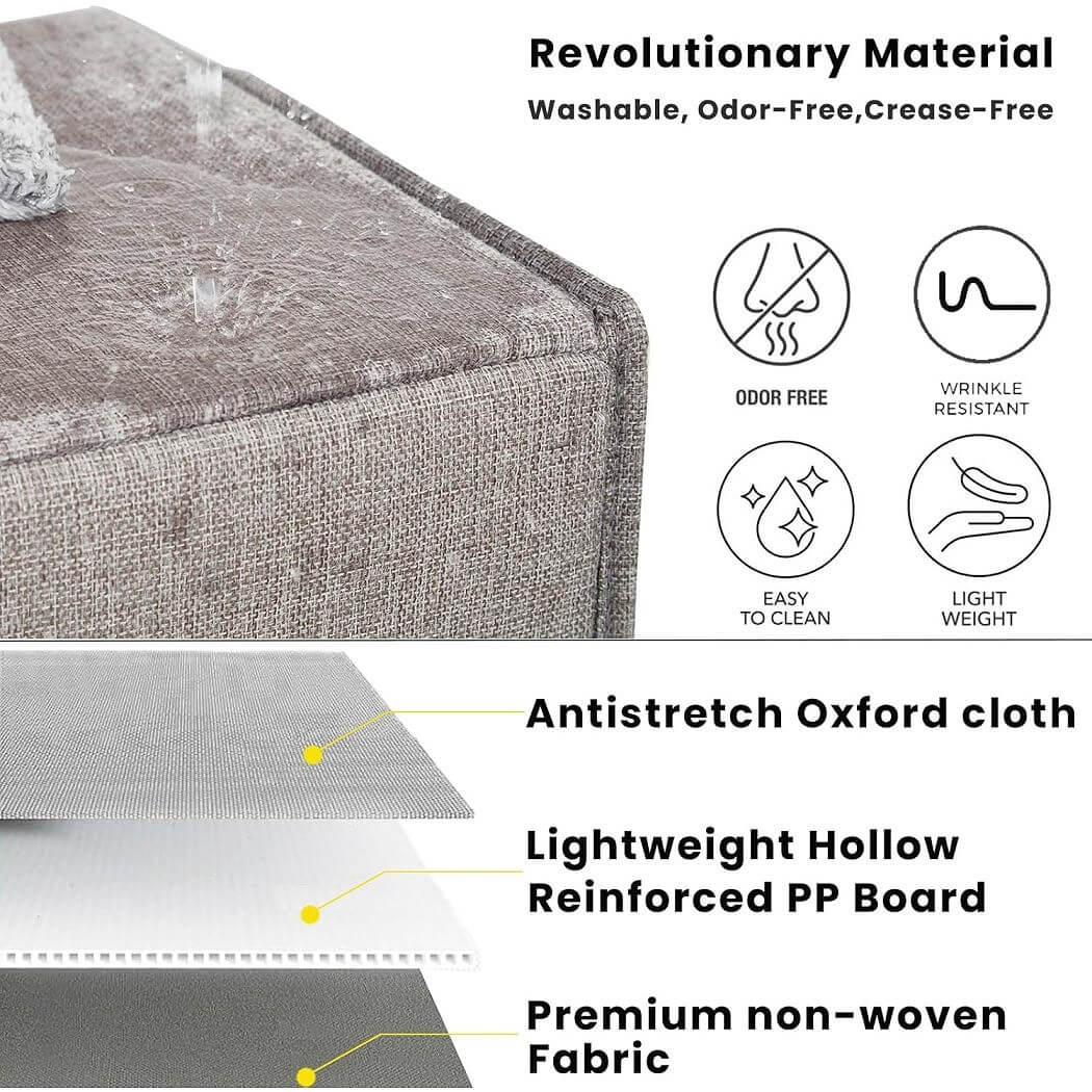 Foldable Storage Cube Boxes | Premium Fabric | Grey and White