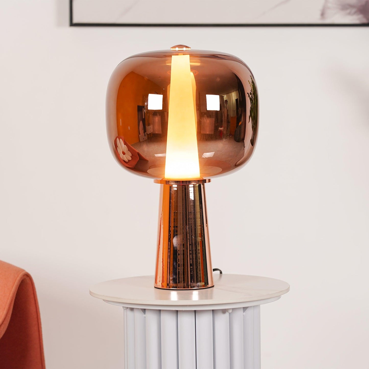 Dusk Dawn Table Lamp | Metal & Acrylic | Rose Gold