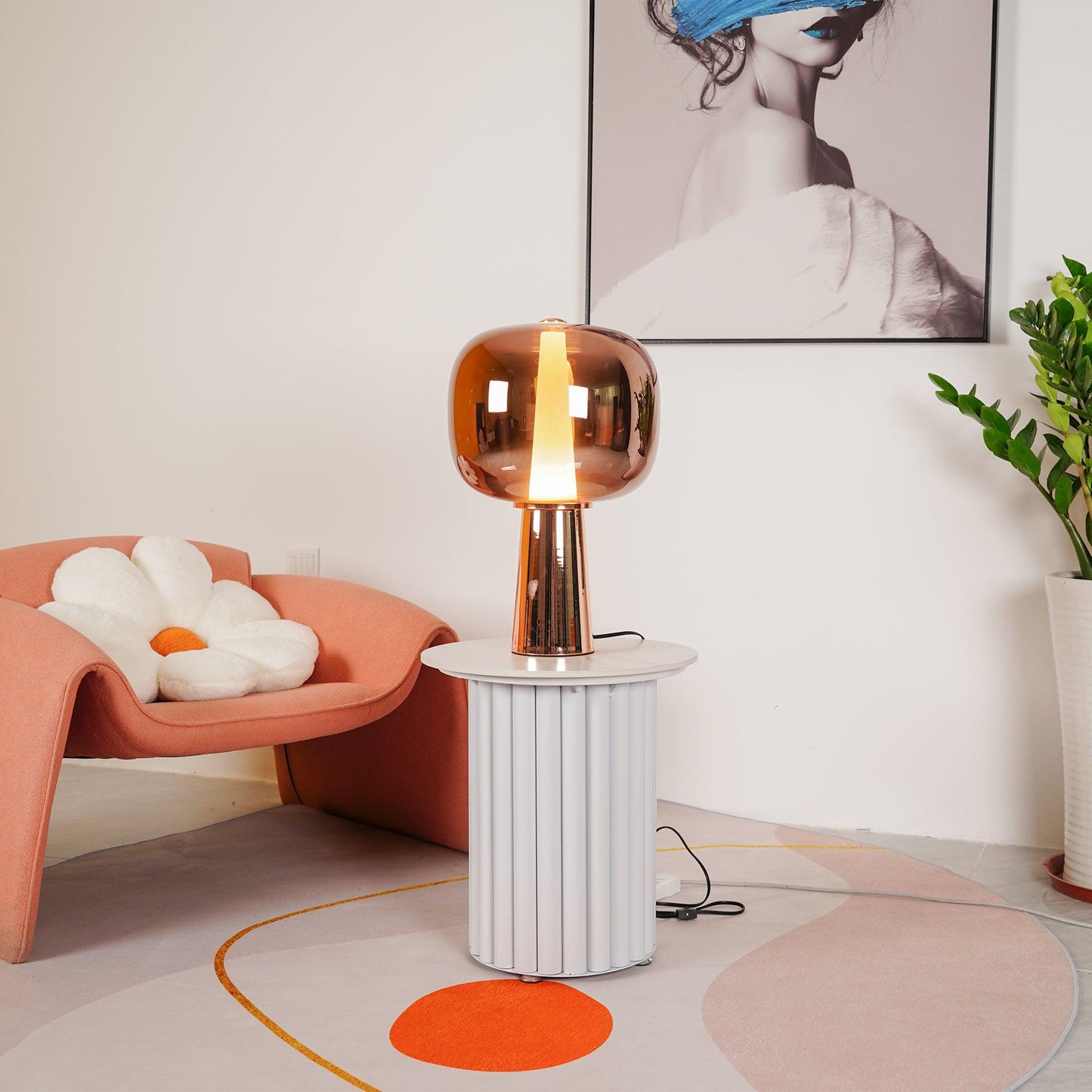 Dusk Dawn Table Lamp | Metal & Acrylic | Rose Gold