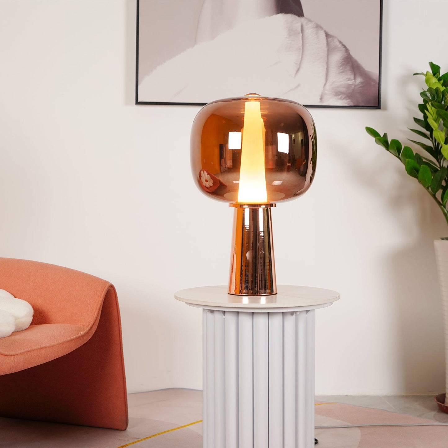 Dusk Dawn Table Lamp | Metal & Acrylic | Rose Gold