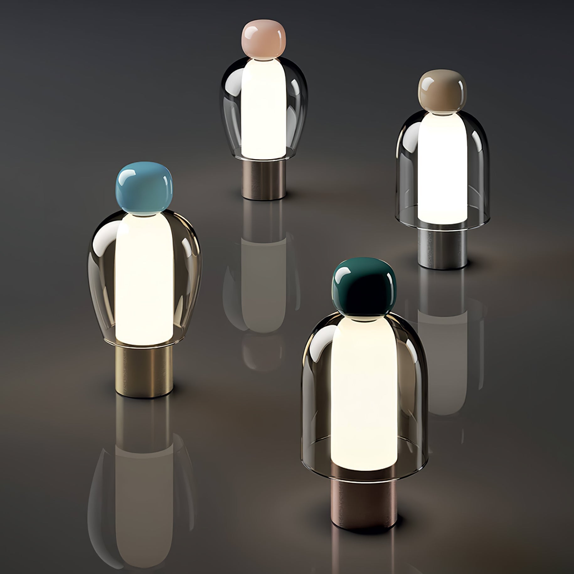 Lumina Joy Table Lamp | Metal & Glass | Blue, Pink, Green, Brown