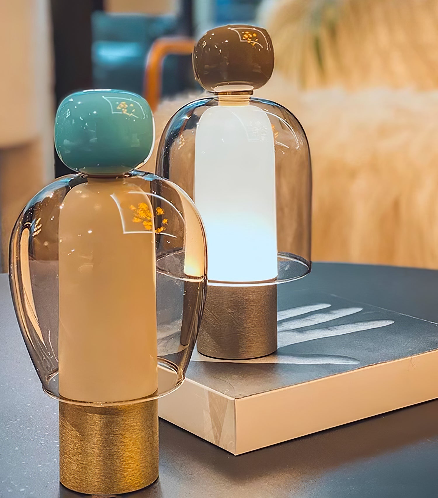 Lumina Joy Table Lamp | Metal & Glass | Blue, Pink, Green, Brown
