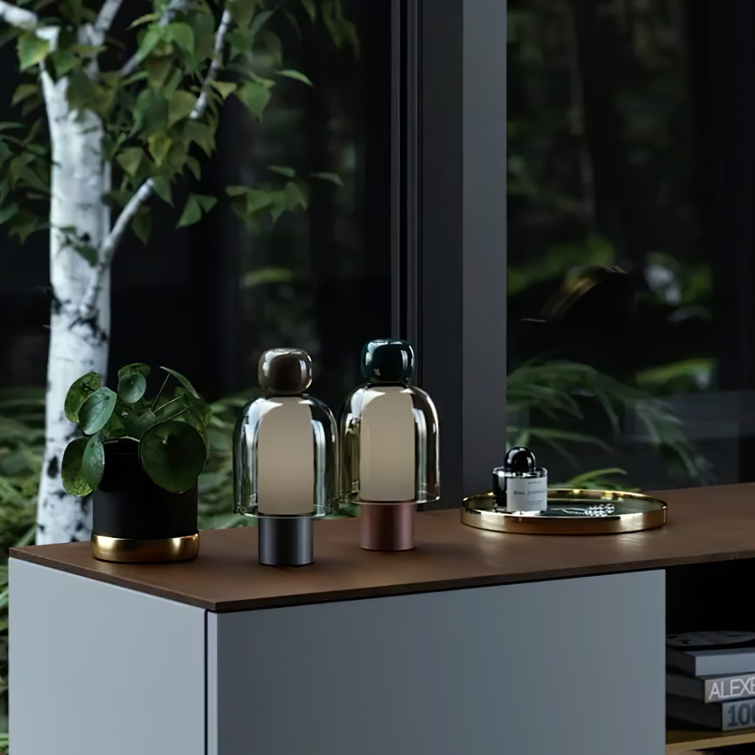 Lumina Joy Table Lamp | Metal & Glass | Blue, Pink, Green, Brown