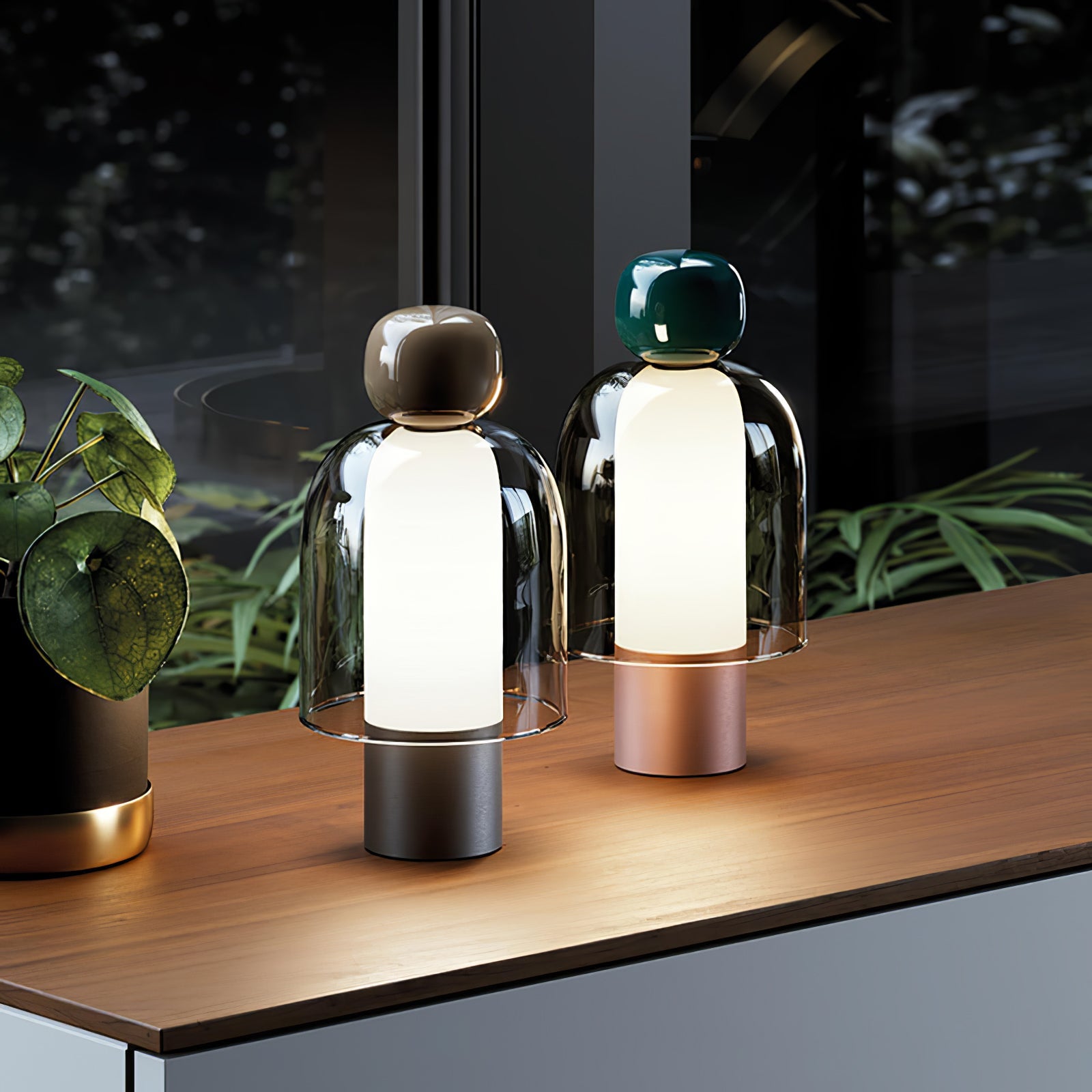 Lumina Joy Table Lamp | Metal & Glass | Blue, Pink, Green, Brown