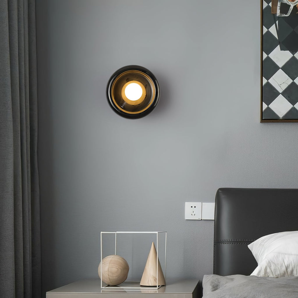 Eclipse Jade Wall Sconce | Natural Jade, Marble, Metal, Glass | Green, White, Beige, Black, White