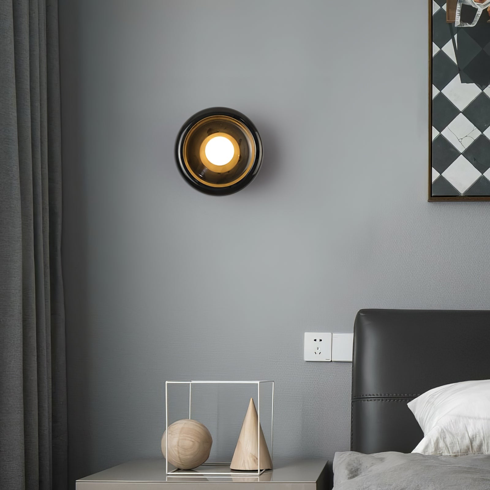 Eclipse Jade Wall Sconce | Natural Jade, Marble, Metal, Glass | Green, White, Beige, Black, White