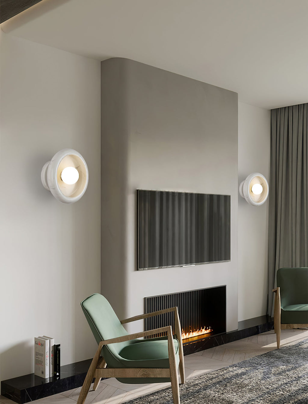 Eclipse Jade Wall Sconce | Natural Jade, Marble, Metal, Glass | Green, White, Beige, Black, White