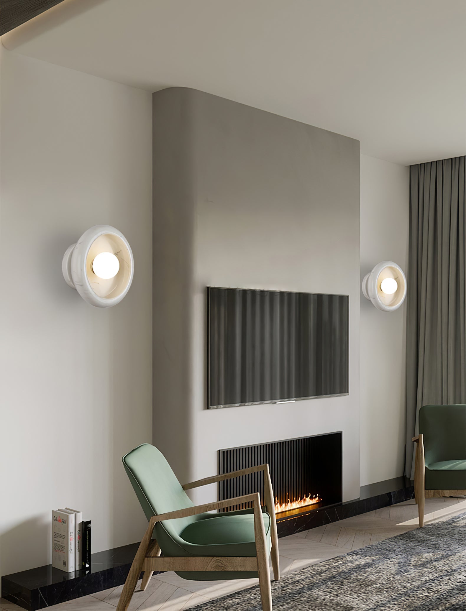 Eclipse Jade Wall Sconce | Natural Jade, Marble, Metal, Glass | Green, White, Beige, Black, White