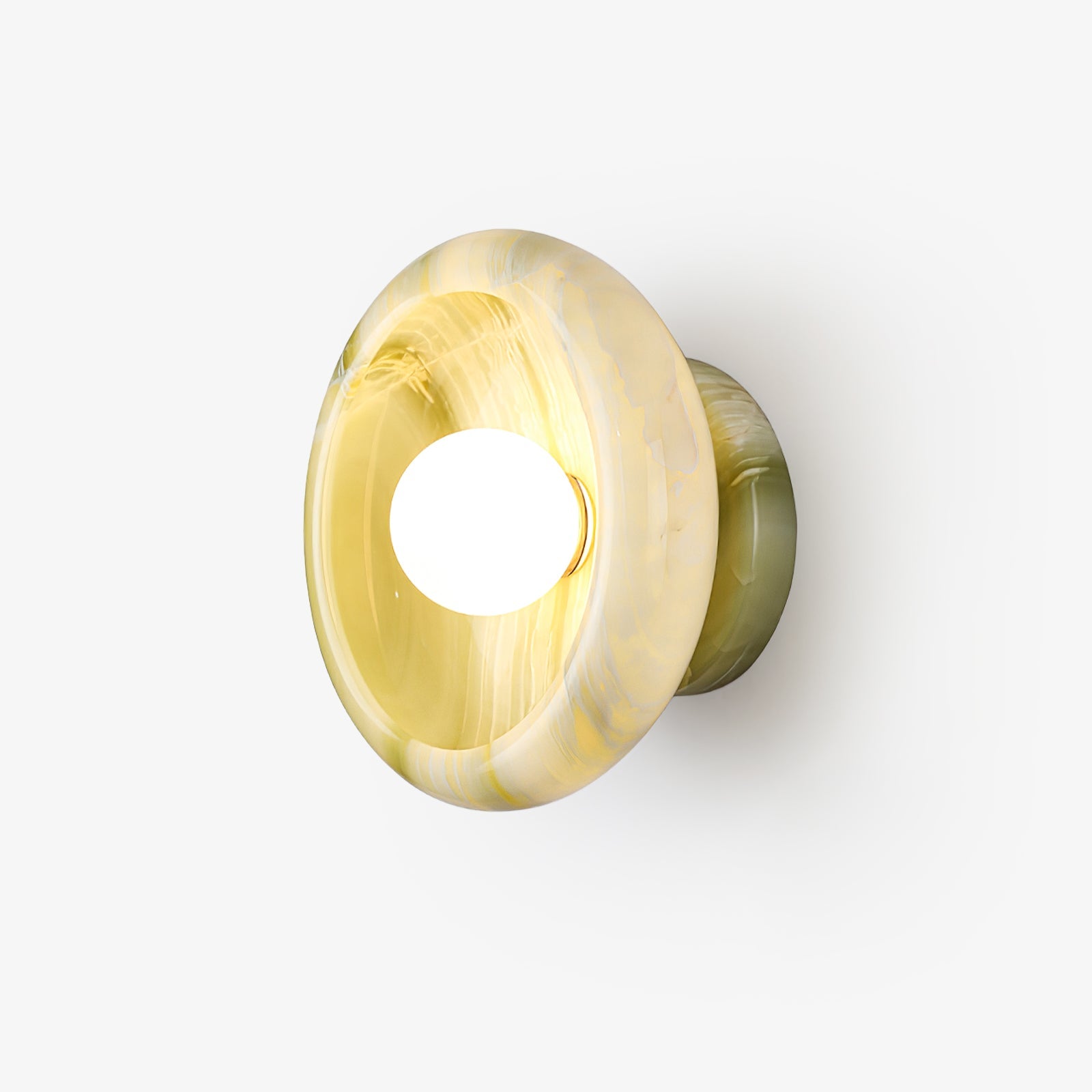 Eclipse Jade Wall Sconce | Natural Jade, Marble, Metal, Glass | Green, White, Beige, Black, White