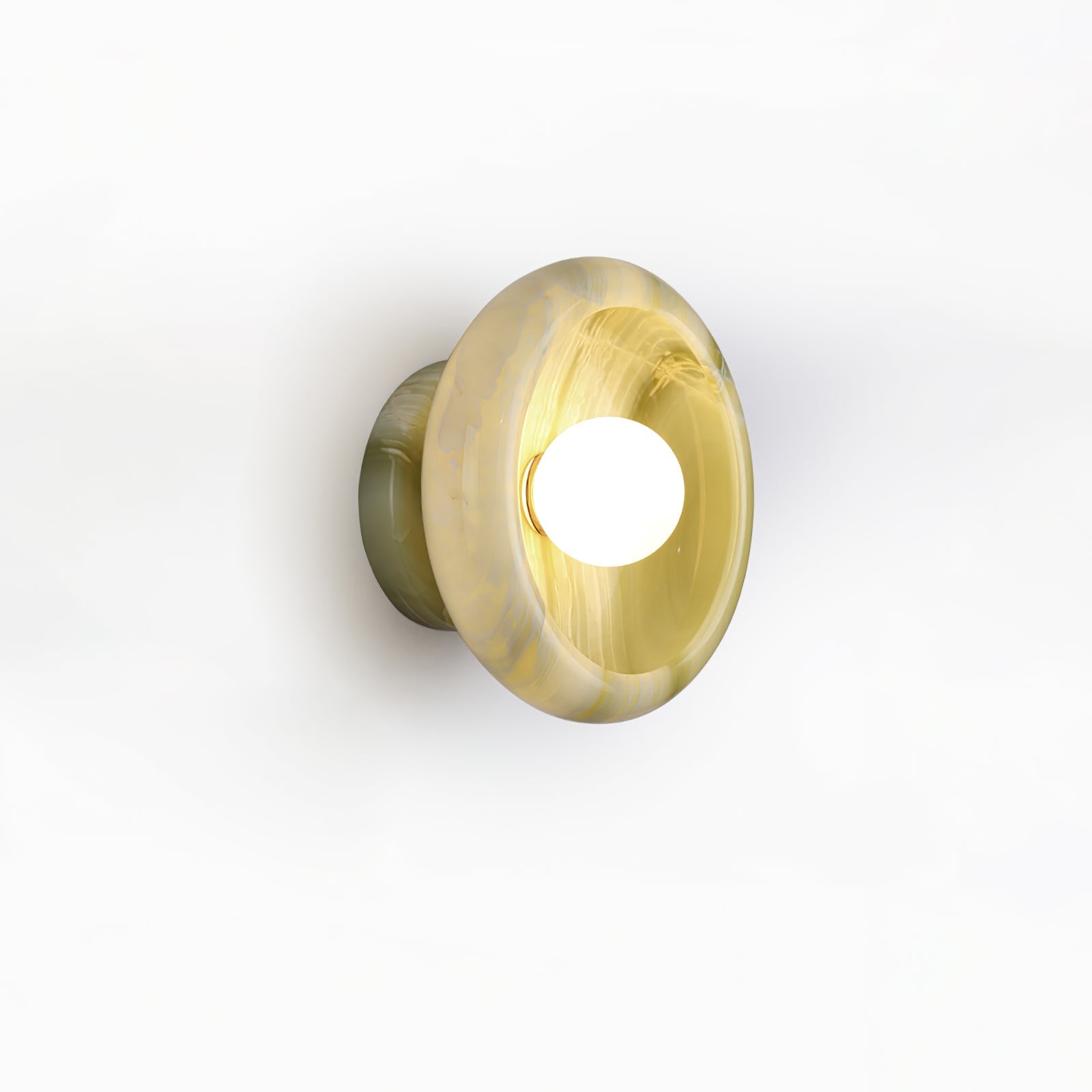 Eclipse Jade Wall Sconce | Natural Jade, Marble, Metal, Glass | Green, White, Beige, Black, White