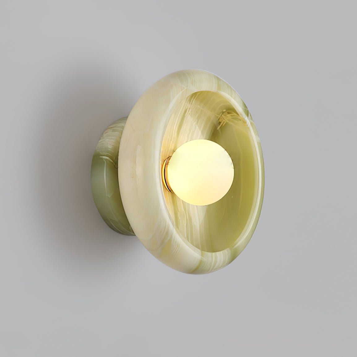 Eclipse Jade Wall Sconce | Natural Jade, Marble, Metal, Glass | Green, White, Beige, Black, White
