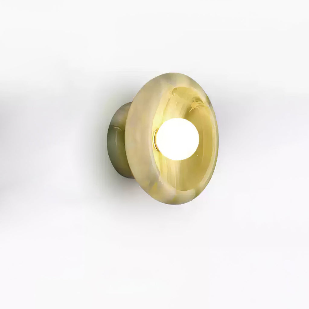 Eclipse Jade Wall Sconce | Natural Jade, Marble, Metal, Glass | Green, White, Beige, Black, White