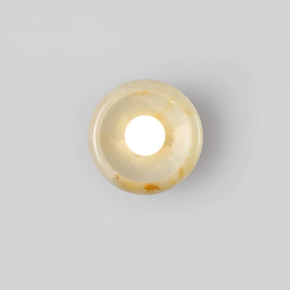 Eclipse Jade Wall Sconce | Natural Jade, Marble, Metal, Glass | Green, White, Beige, Black, White