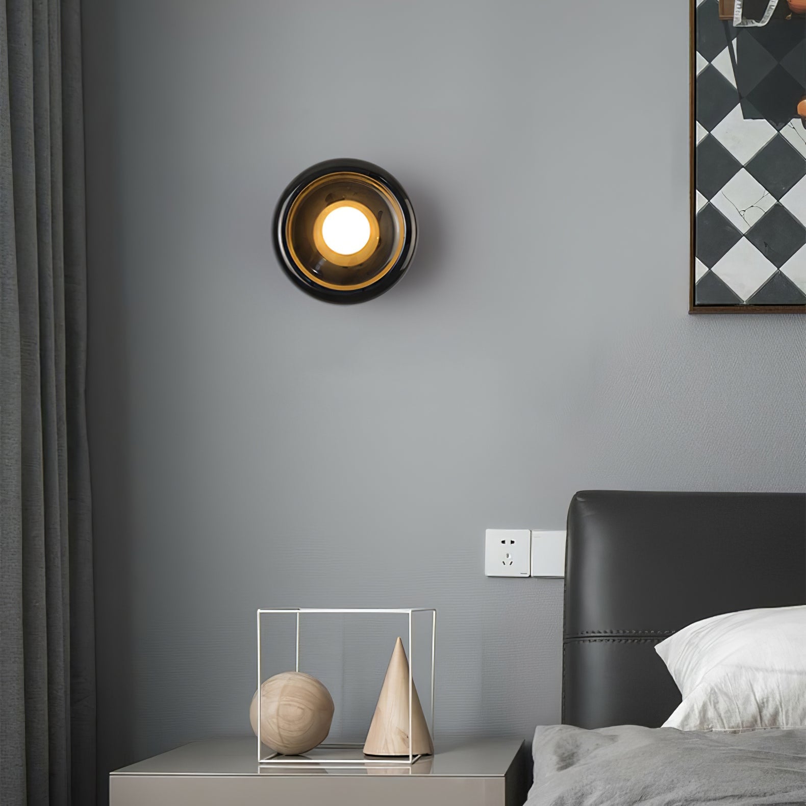 Eclipse Jade Wall Sconce | Natural Jade, Marble, Metal, Glass | Green, White, Beige, Black, White