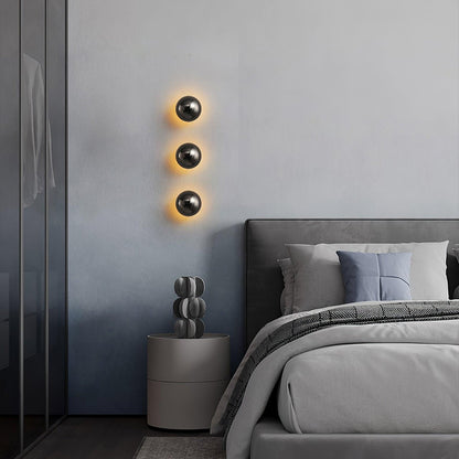 Aurum Sphere Wall Sconce | Glossy Gold Metal | Set of 2