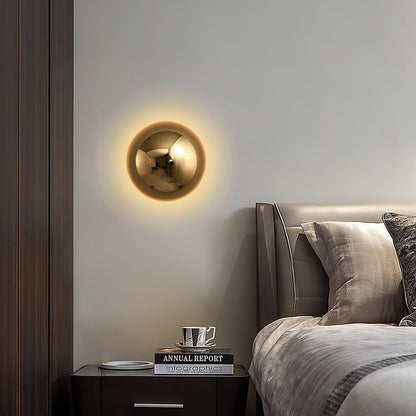 Aurum Sphere Wall Sconce | Glossy Gold Metal | Set of 2