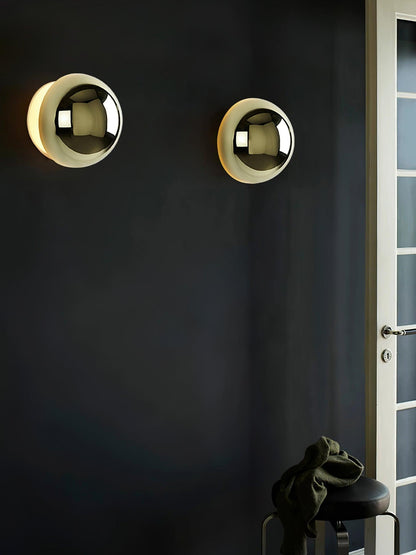 Aurum Sphere Wall Sconce | Glossy Gold Metal | Set of 2
