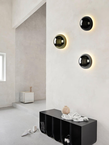 Aurum Sphere Wall Sconce | Glossy Gold Metal | Set of 2