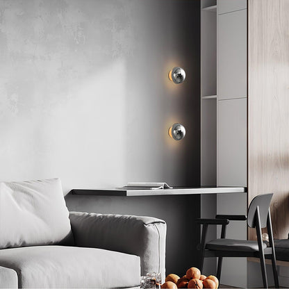 Aurum Sphere Wall Sconce | Glossy Gold Metal | Set of 2