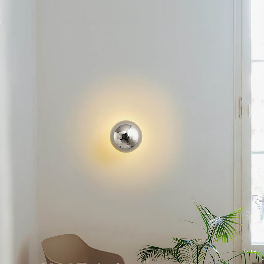 Aurum Sphere Wall Sconce | Glossy Gold Metal | Set of 2
