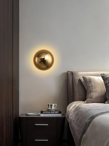 Aurum Sphere Wall Sconce | Glossy Gold Metal | Set of 2