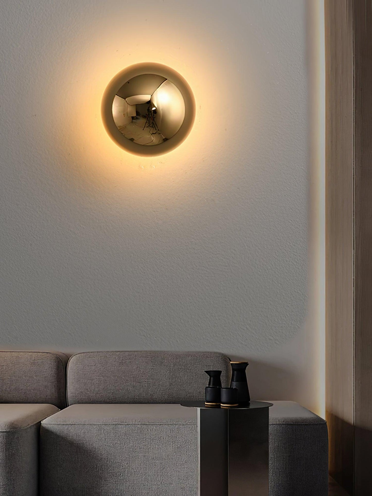 Aurum Sphere Wall Sconce | Glossy Gold Metal | Set of 2