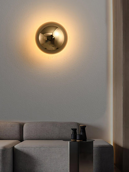 Aurum Sphere Wall Sconce | Glossy Gold Metal | Set of 2