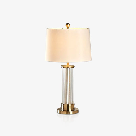 Edda Table Lamp | Metal Base & Linen Shade | Gold & White